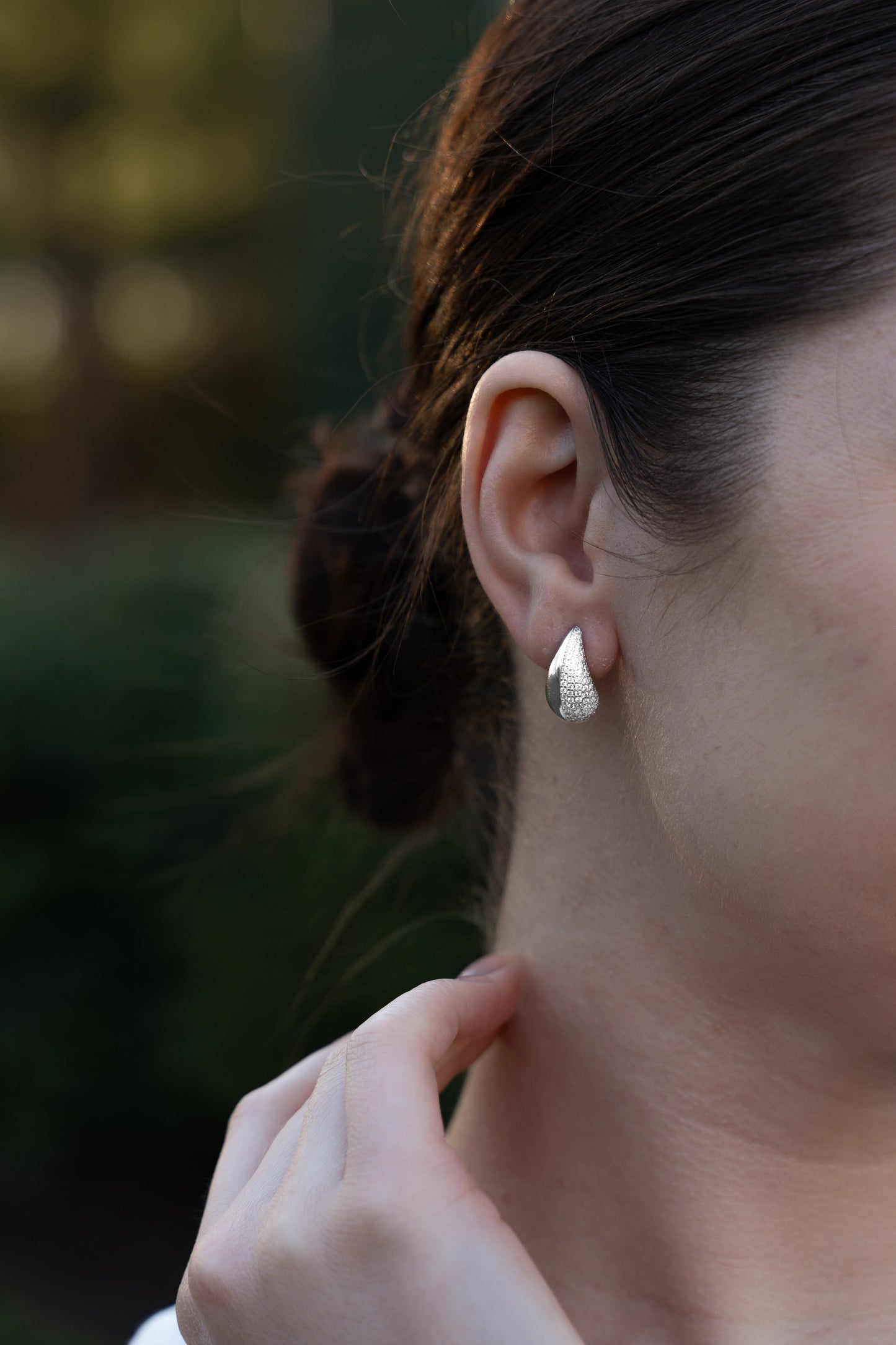 Stud Silver Earrings Drop with Zirconia stones