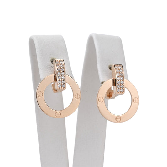 Earrings Circles Rose Gold 584(14K) with Zirconia stones