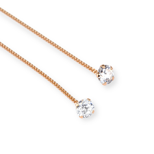 Thread Earrings with Zirconia stones