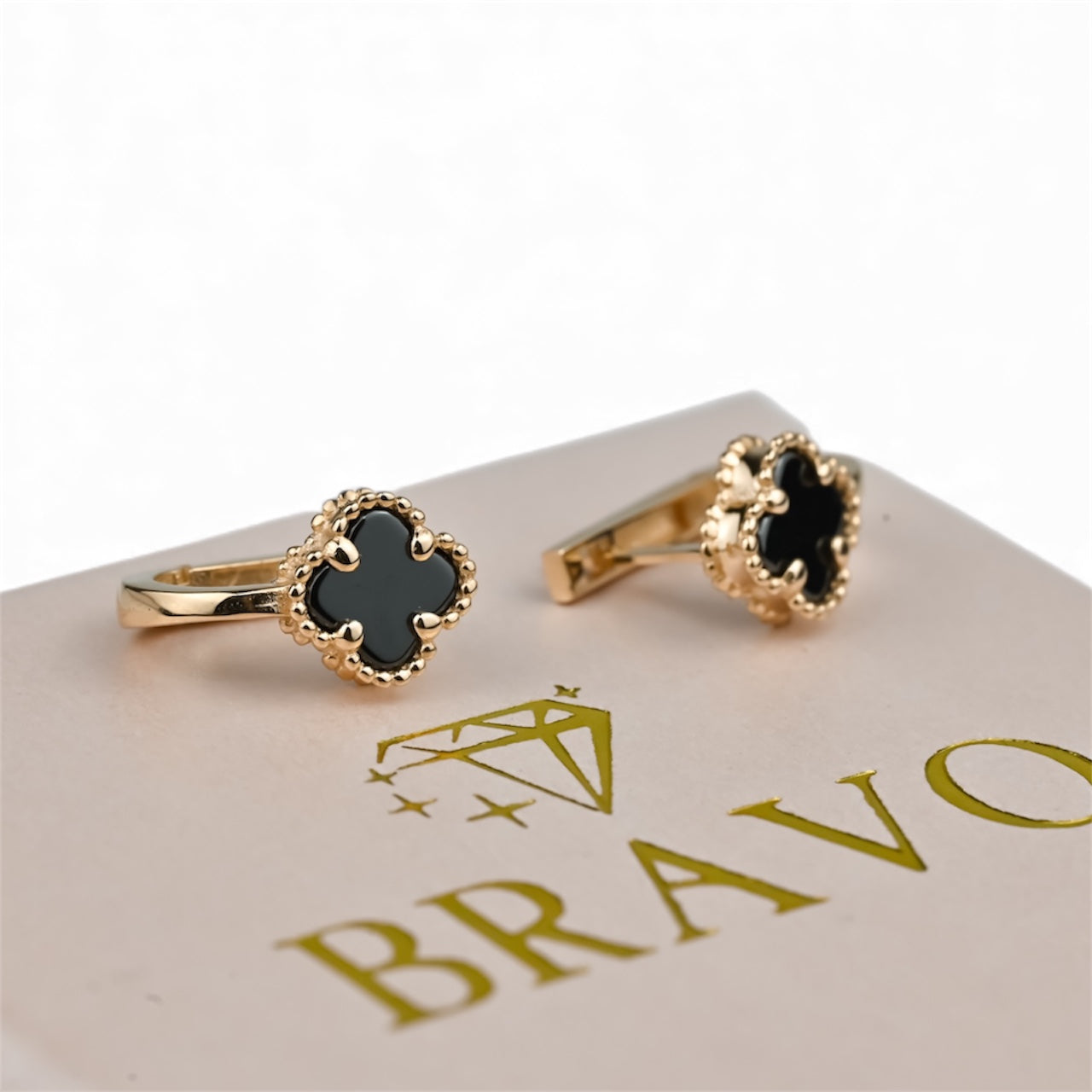 Earrings Onyx Small clover