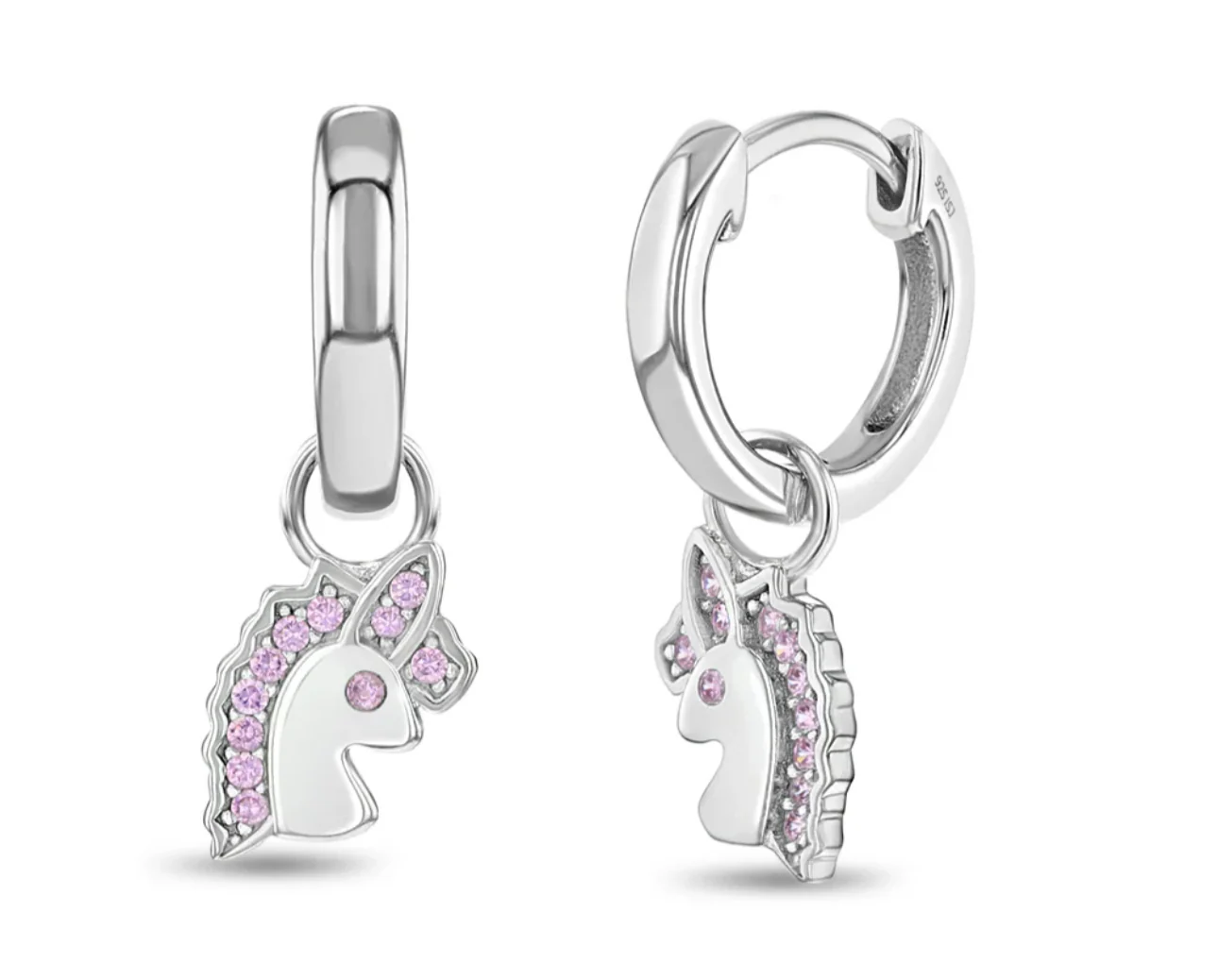 Unicorn Dangle Silver Kids Earrings