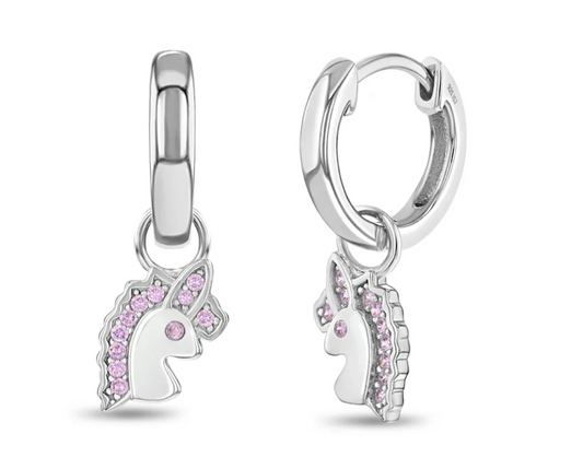 Unicorn Dangle Silver Kids Earrings