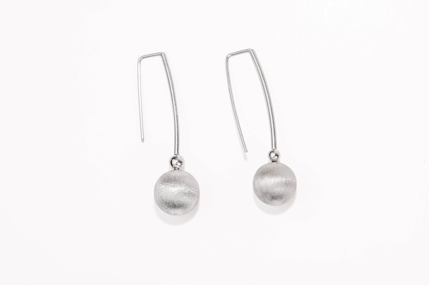 Silver Earrings Textured Sphere