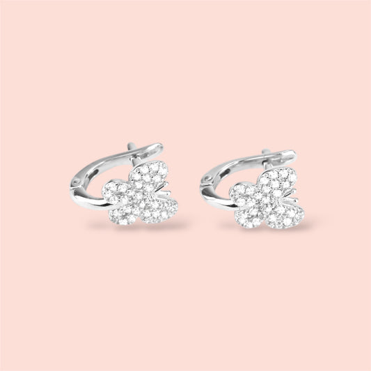 Kids Earrings White Gold Butterfly