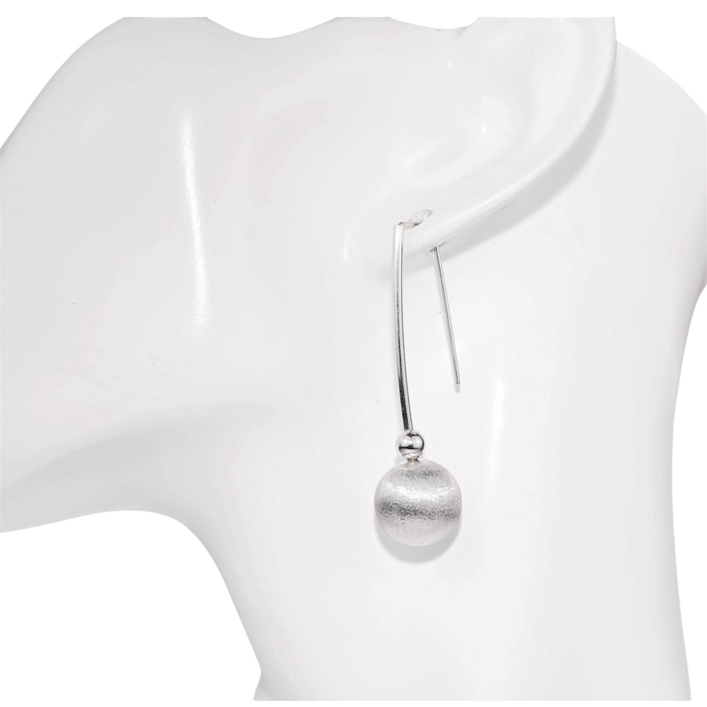 Silver Earrings Textured Sphere