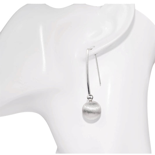 Silver Earrings Textured Sphere