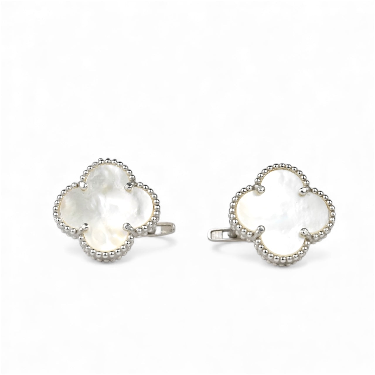 Silver Earrings Mother of Pearl Clover