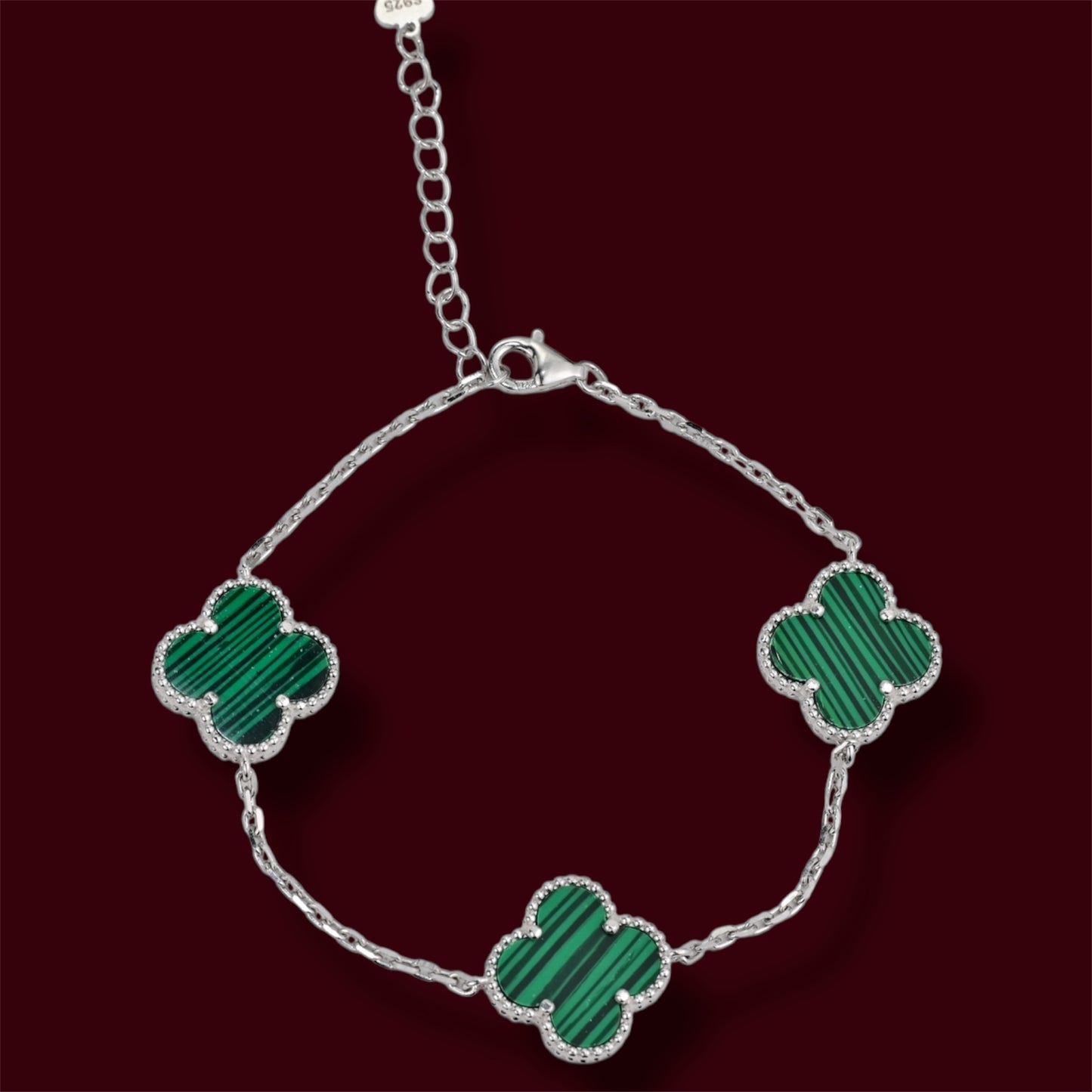 Bracelet Silver 925 Clover Malachite