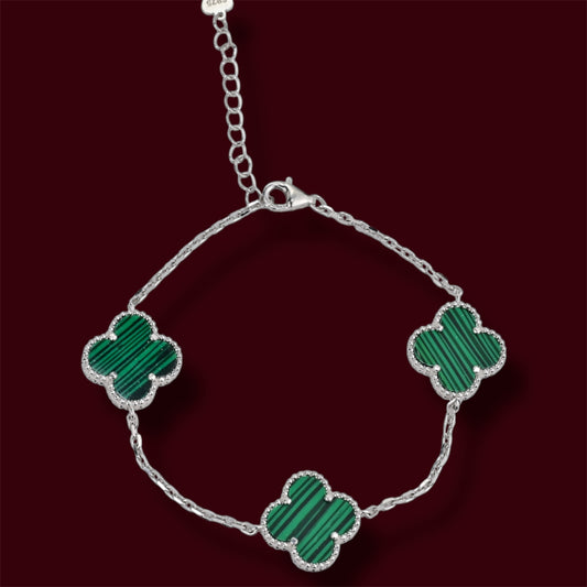 Bracelet Silver 925 Clover Malachite
