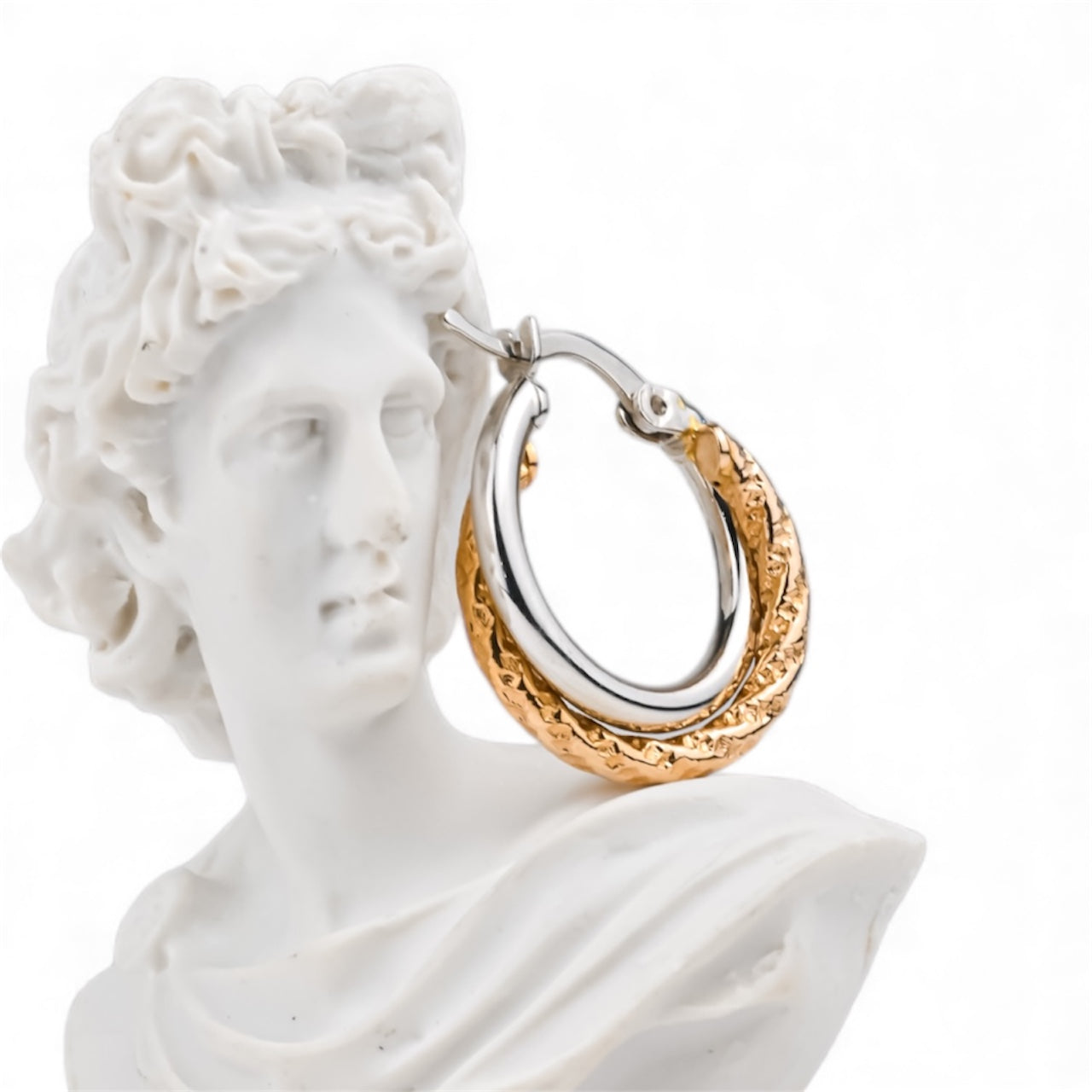 Hoops Earrings White and Rose Gold