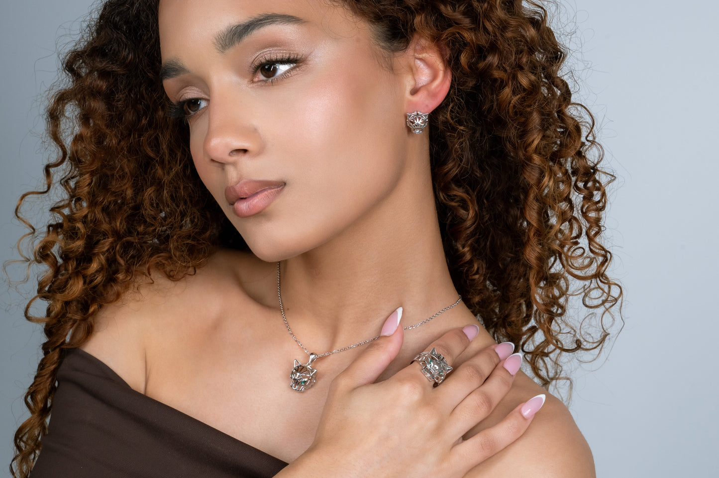 Silver Jewelry Set Panther
