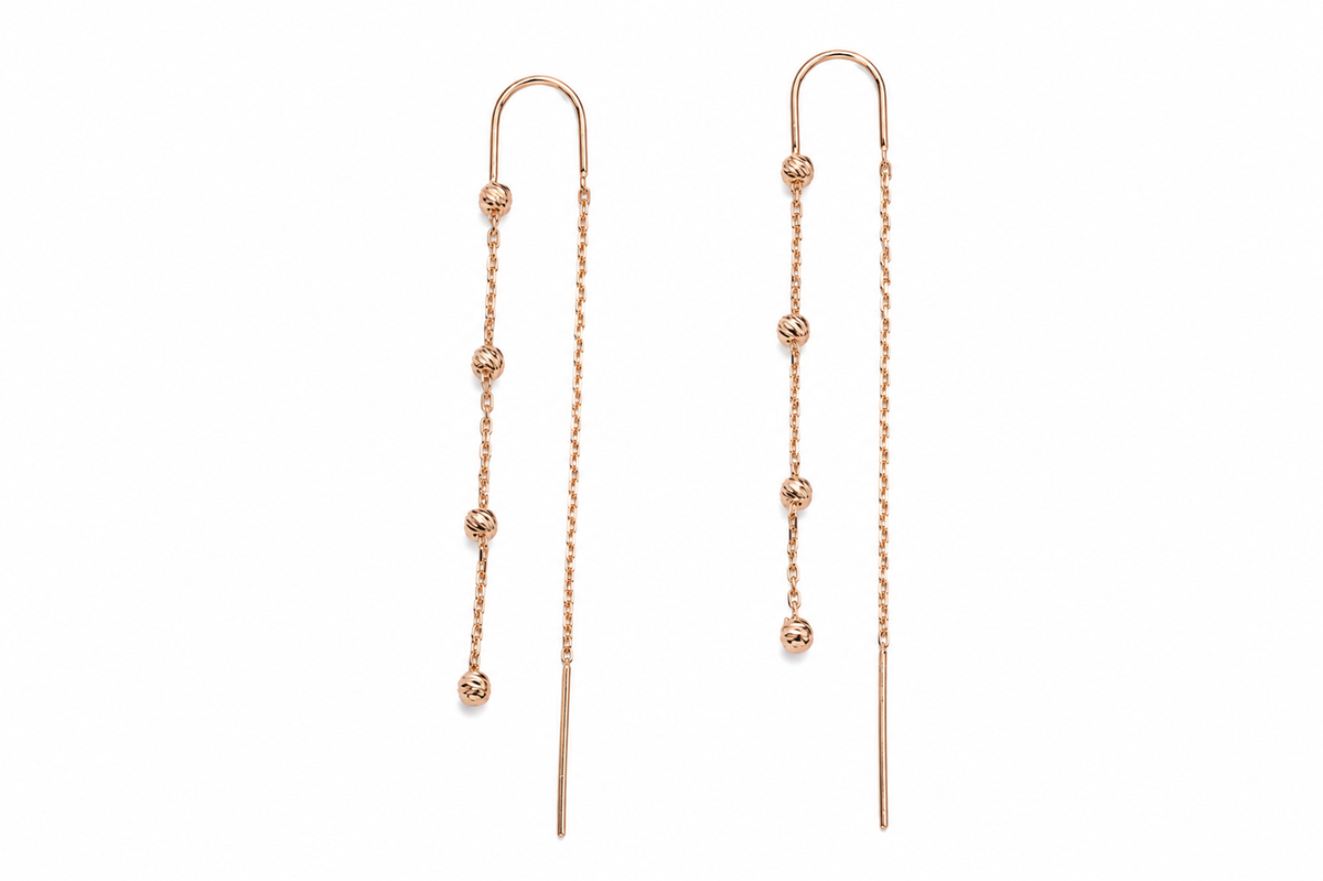Thread Earrings Ball Rose Gold 585(14K)