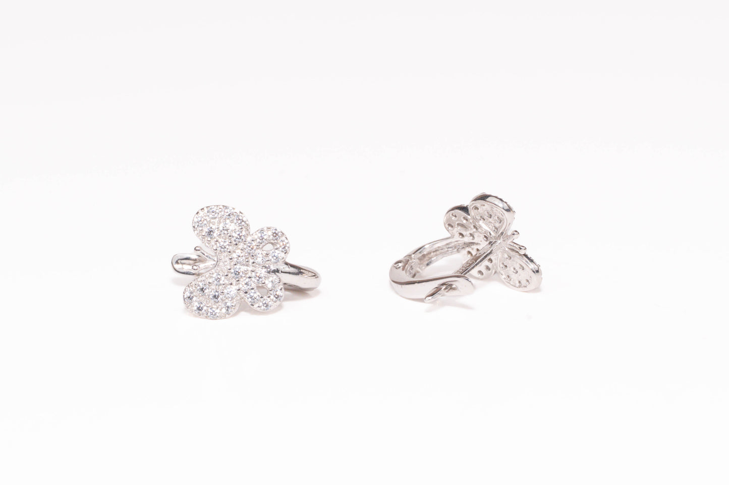 Kids Earrings Butterfly White Gold 585(14K)