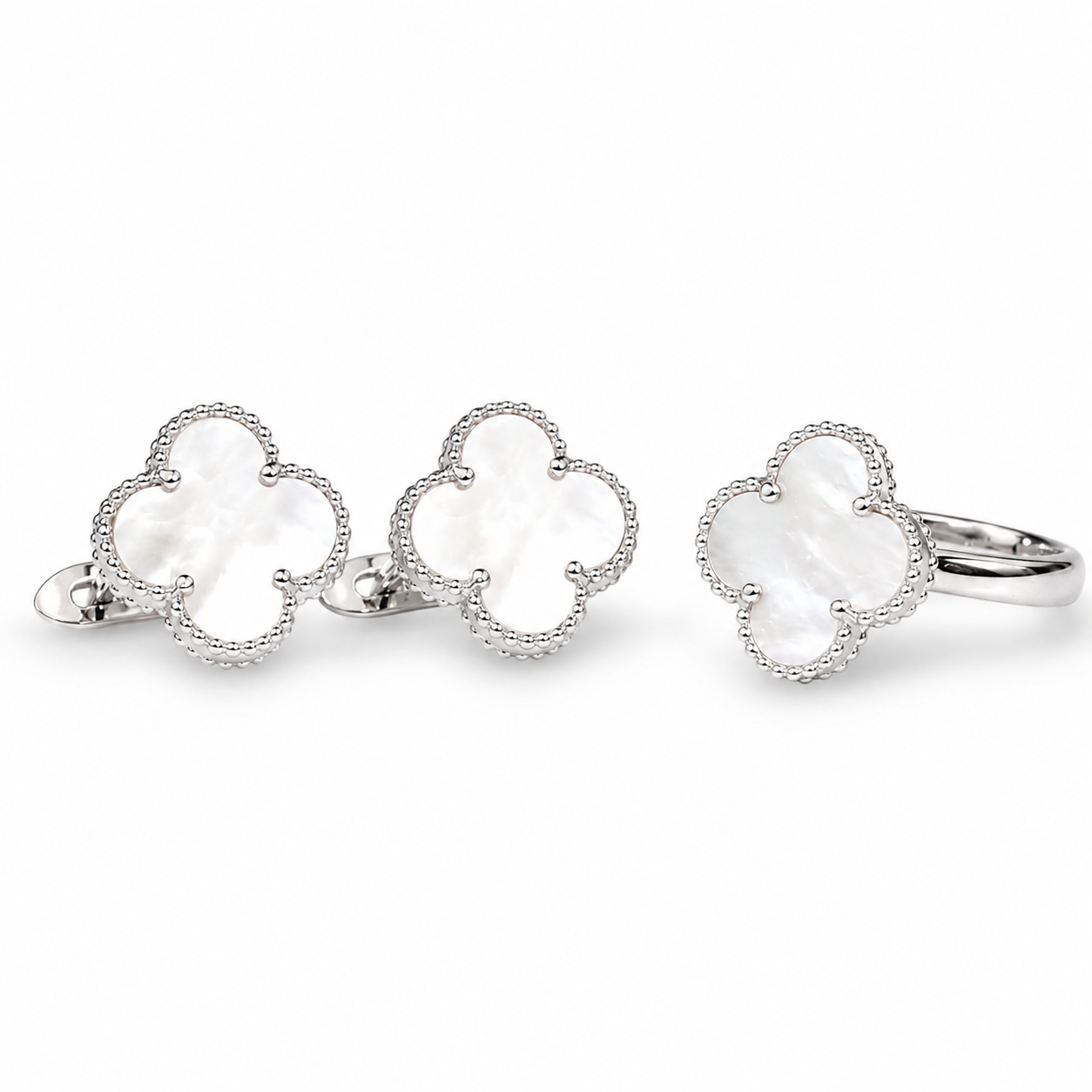 Silver Set Mother of Pearl clover