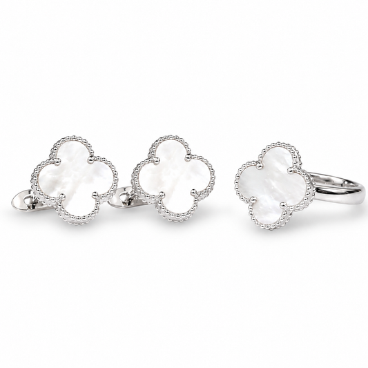 Silver Set Mother of Pearl clover
