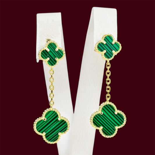 Silver 925 Gold Plated Clover Earrings
