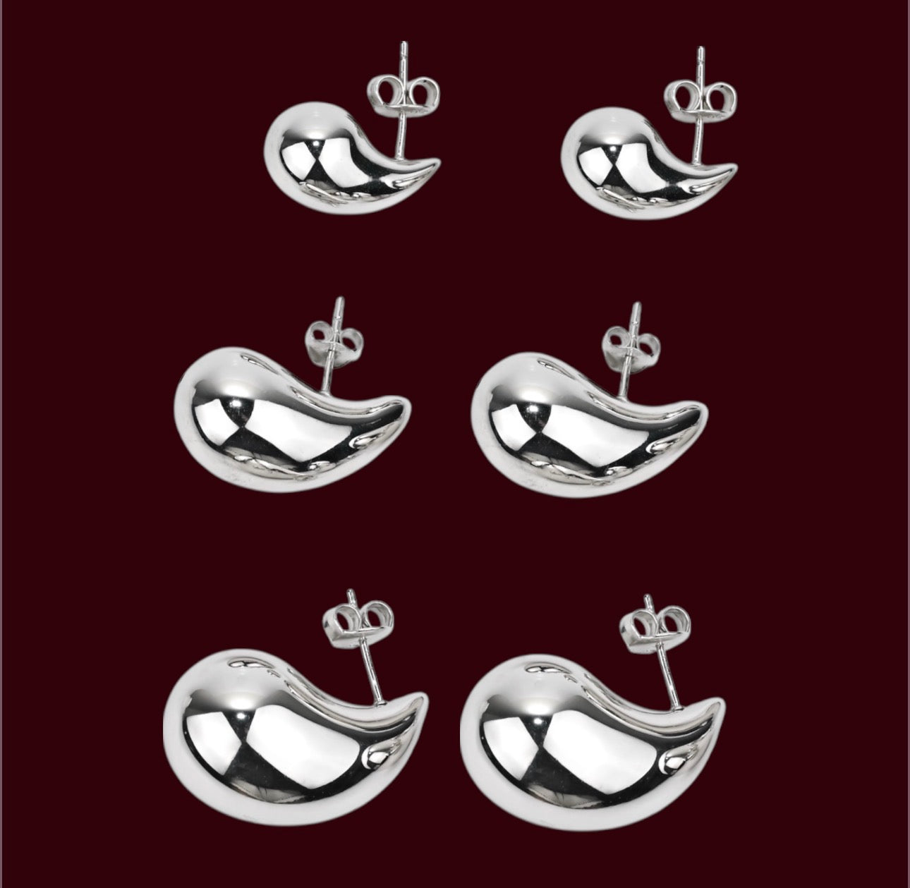 Drop Silver Stud Earrings
