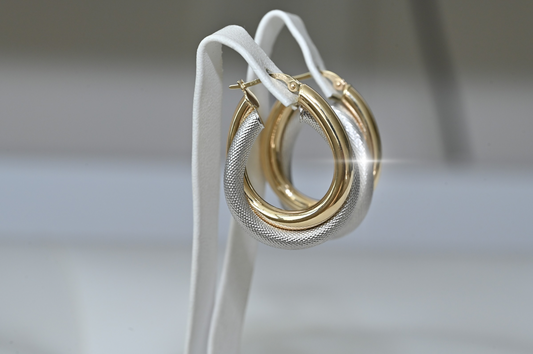 Hoop Earrings Yellow White Gold