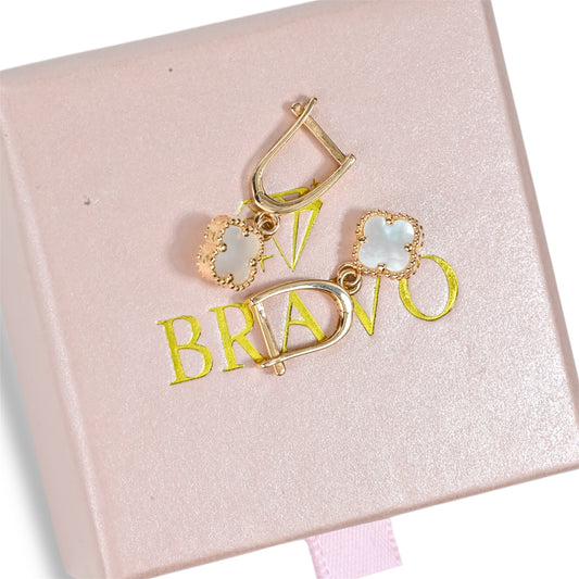 Mother of Pearl Clover Dangle Earrings