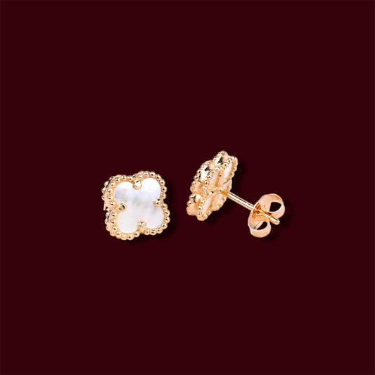 Silver 925 Gold Plated Clover Stud Earrings