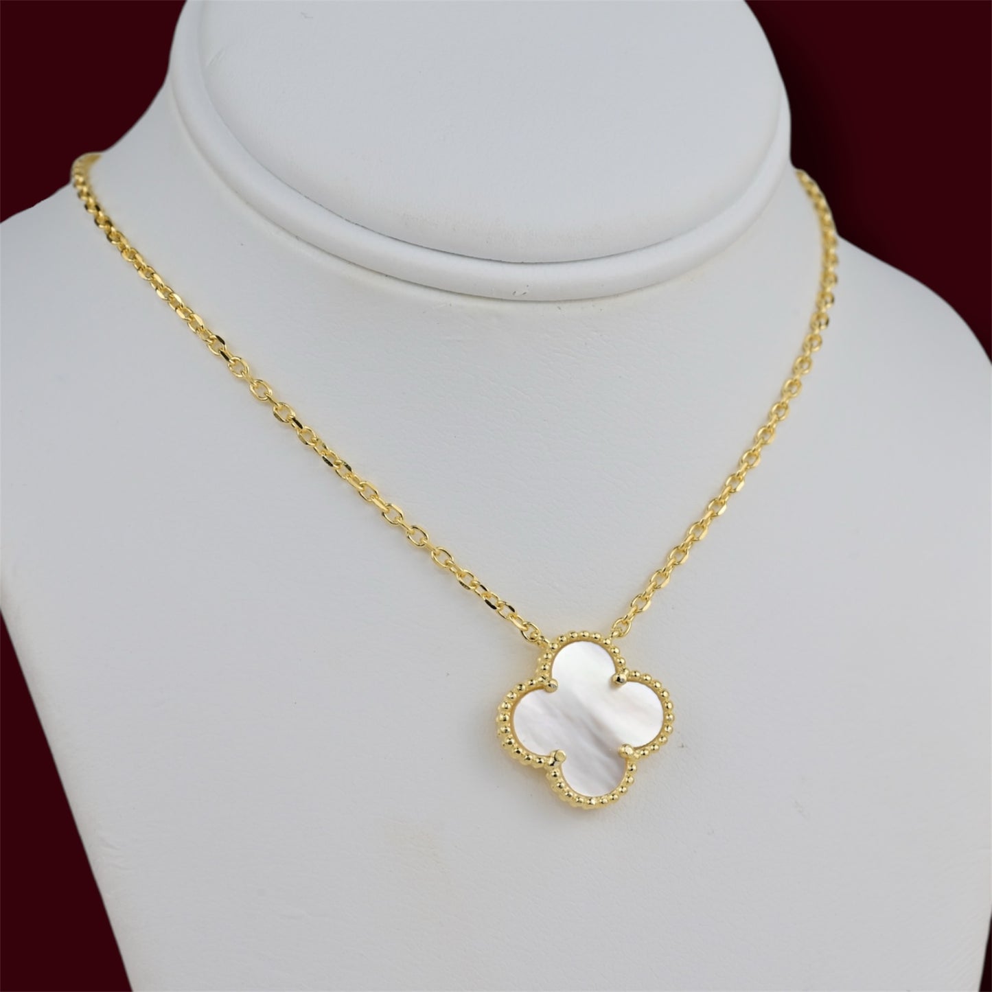 Necklace Silver 925 Yellow Gold Plated Clover Pendant