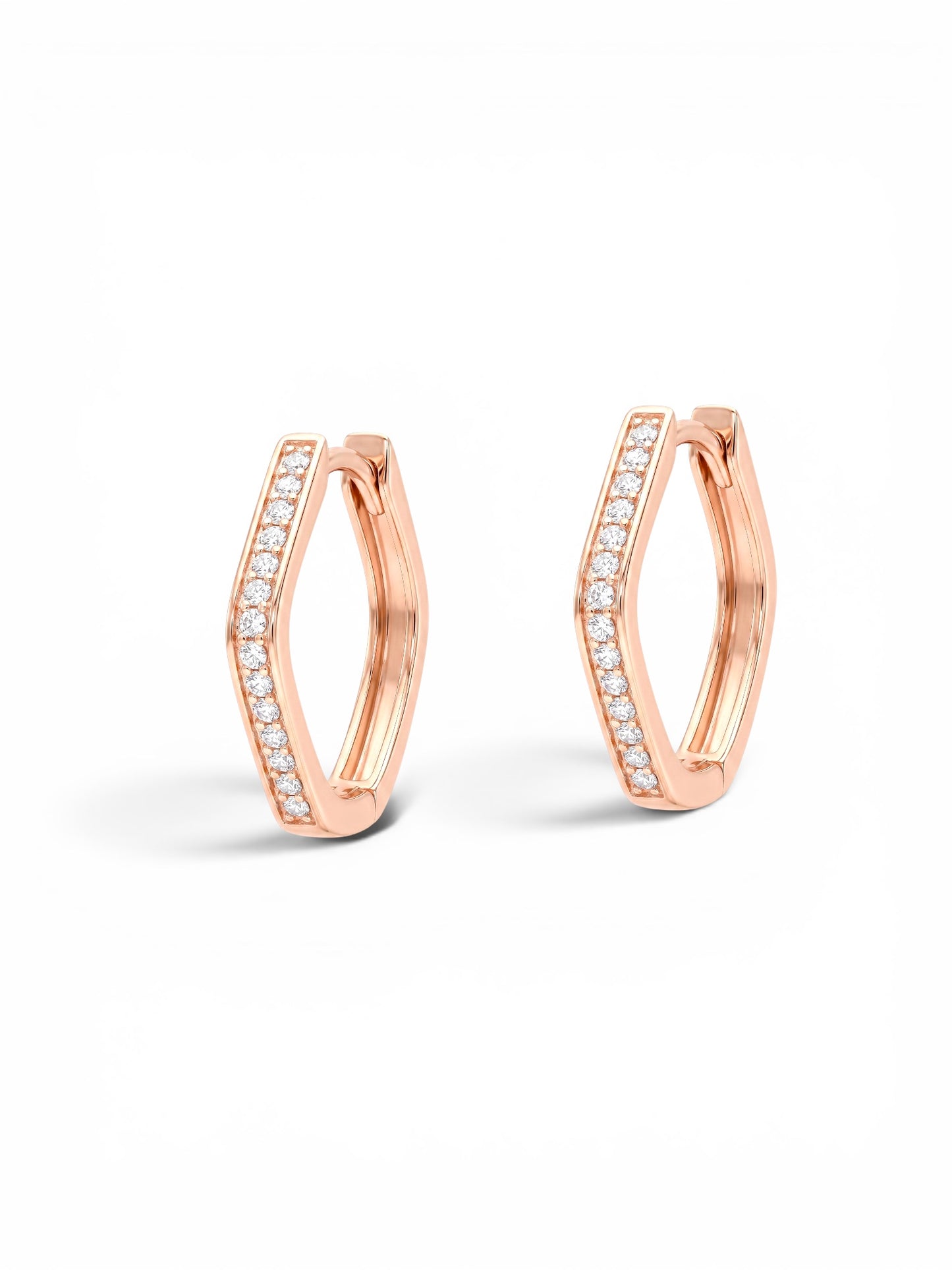 Rose Gold Hoops Earrings with Zirconia stones