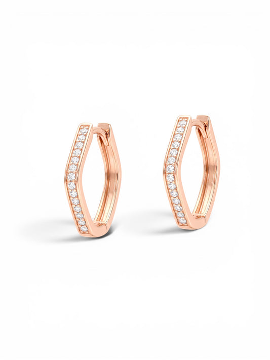 Rose Gold Hoops Earrings with Zirconia stones