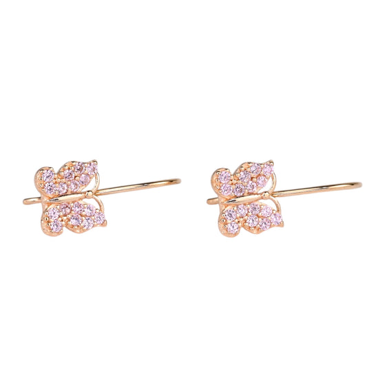 Kids Earrings Pink Butterfly Rose Gold 585