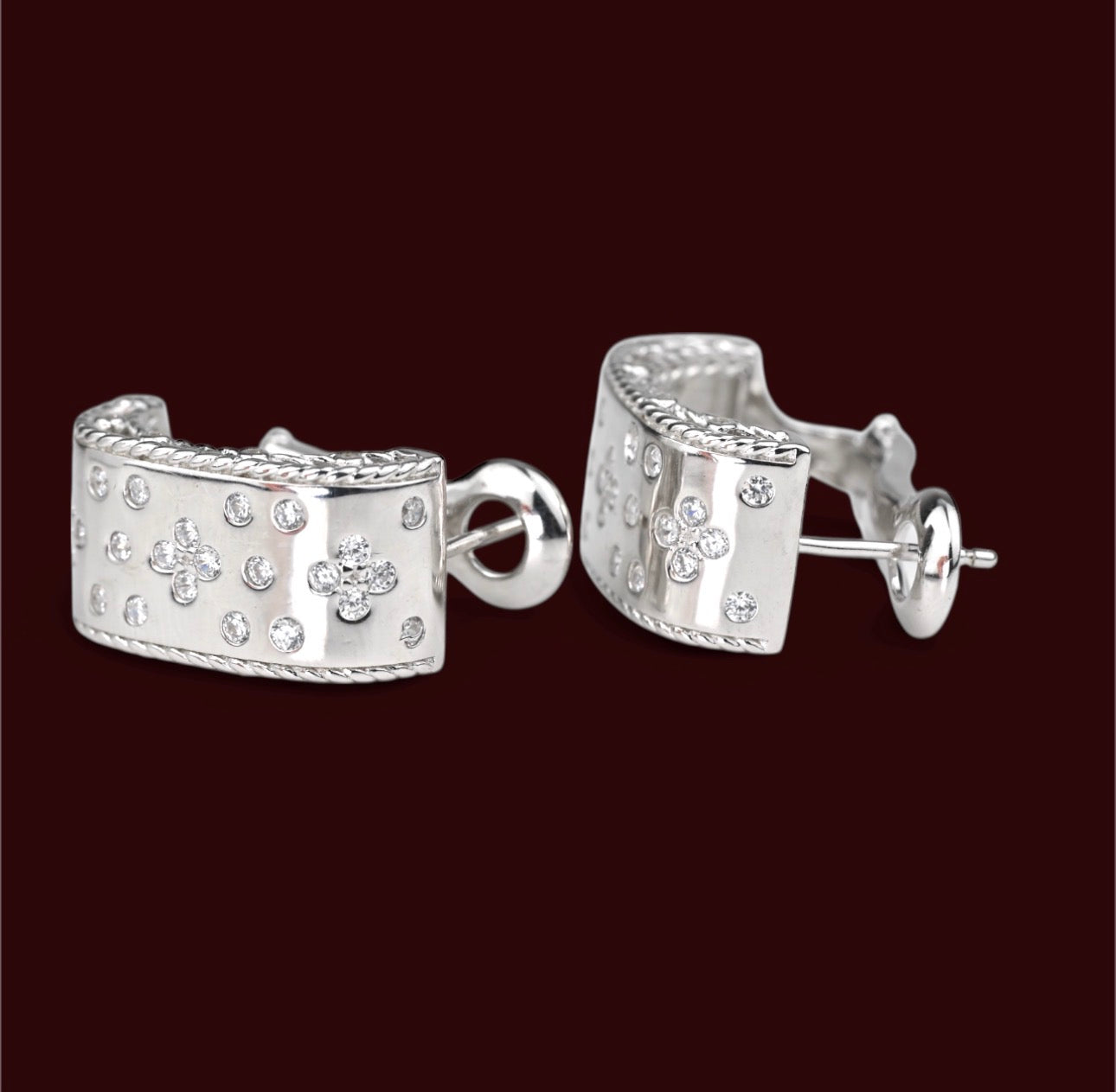 Silver Set Flowers Earrings and Ring