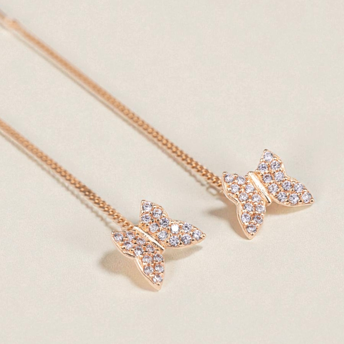 Thread Earrings Butterfly with White stones