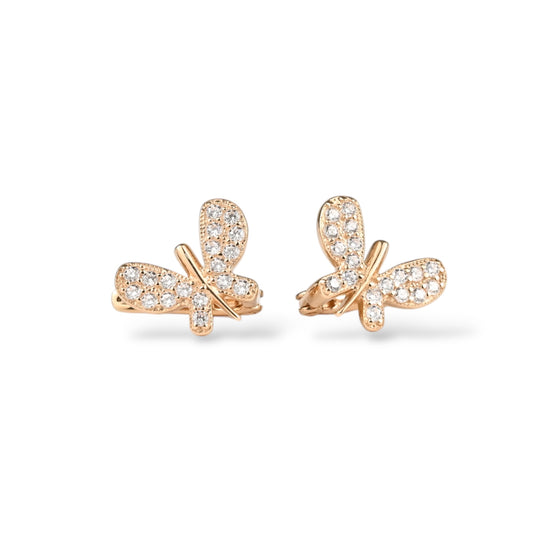 Kids Earrings Rose Gold Butterfly