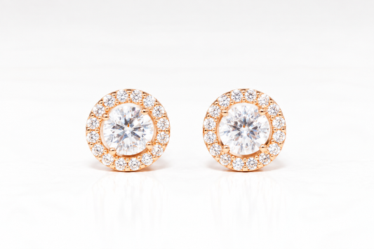 Rose Gold Stud Earrings with Zirconia stones