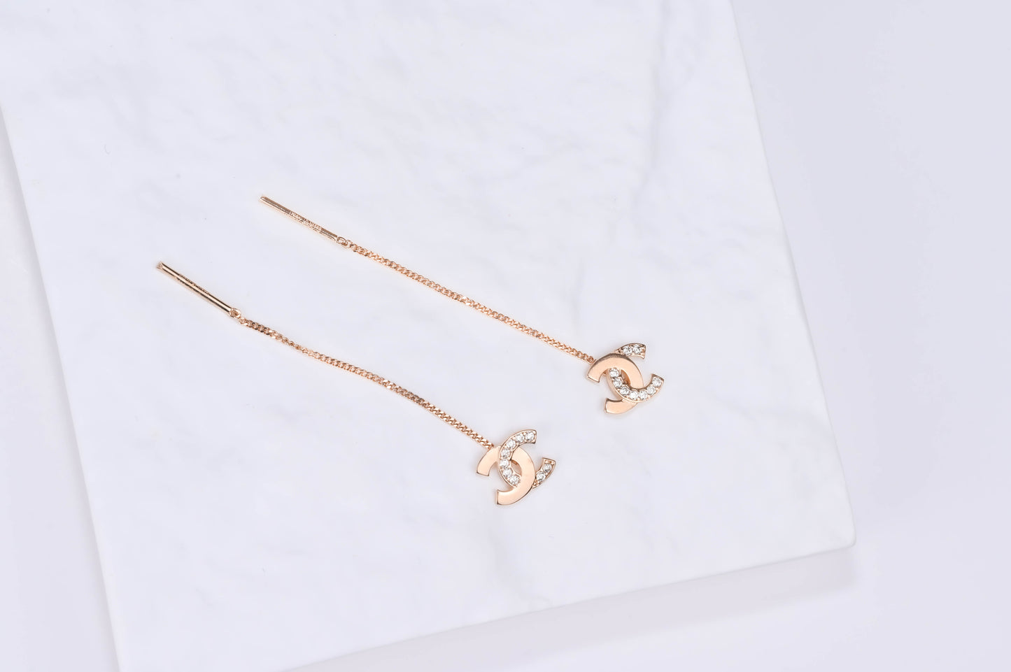 Thread Earrings Rose Gold 585
