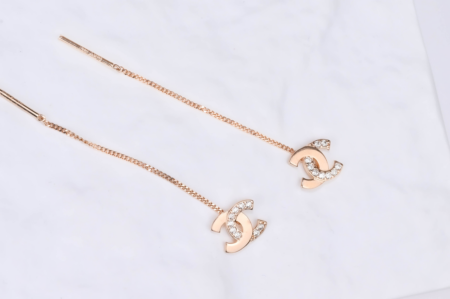 Thread Earrings Rose Gold 585