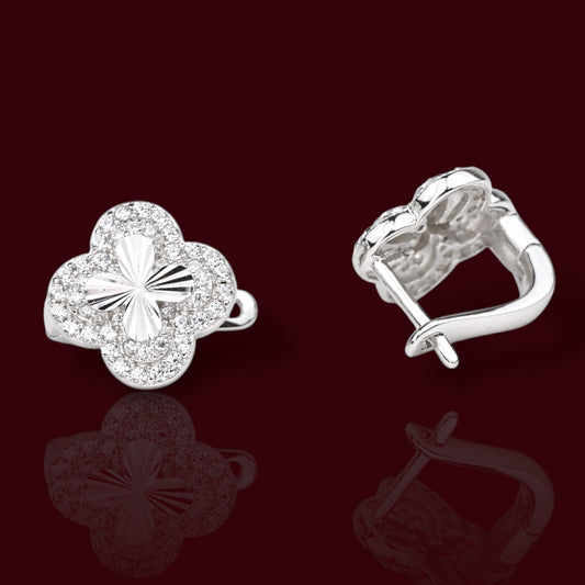 Silver Earrings Flowers
