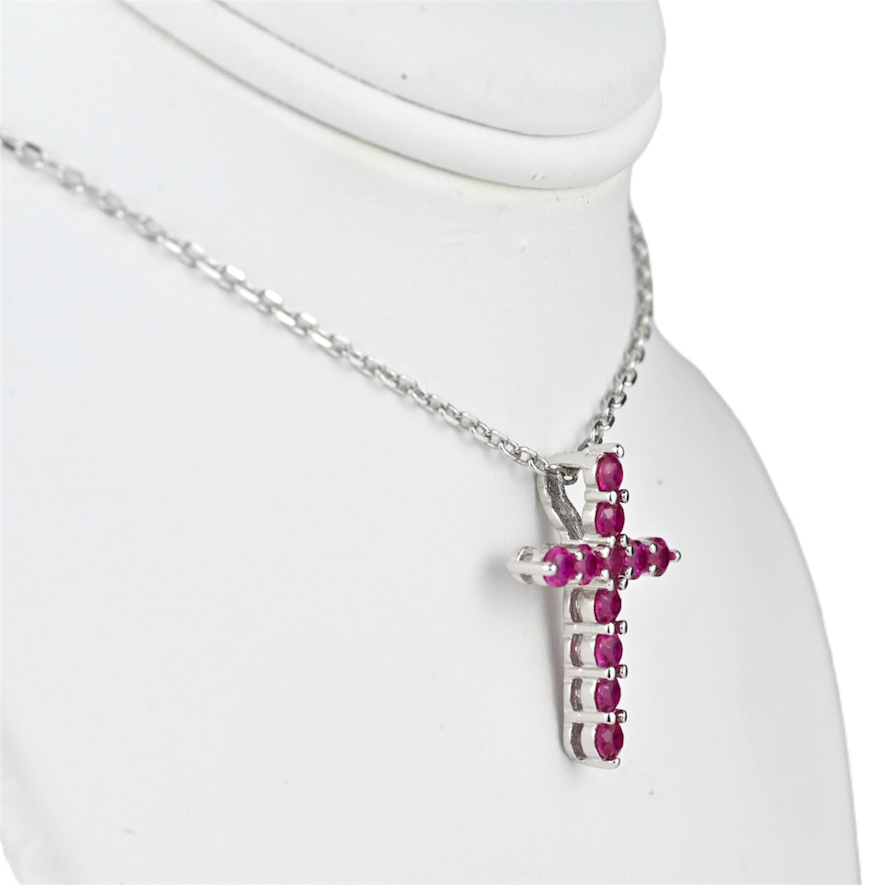 Silver Necklace Pink Cross