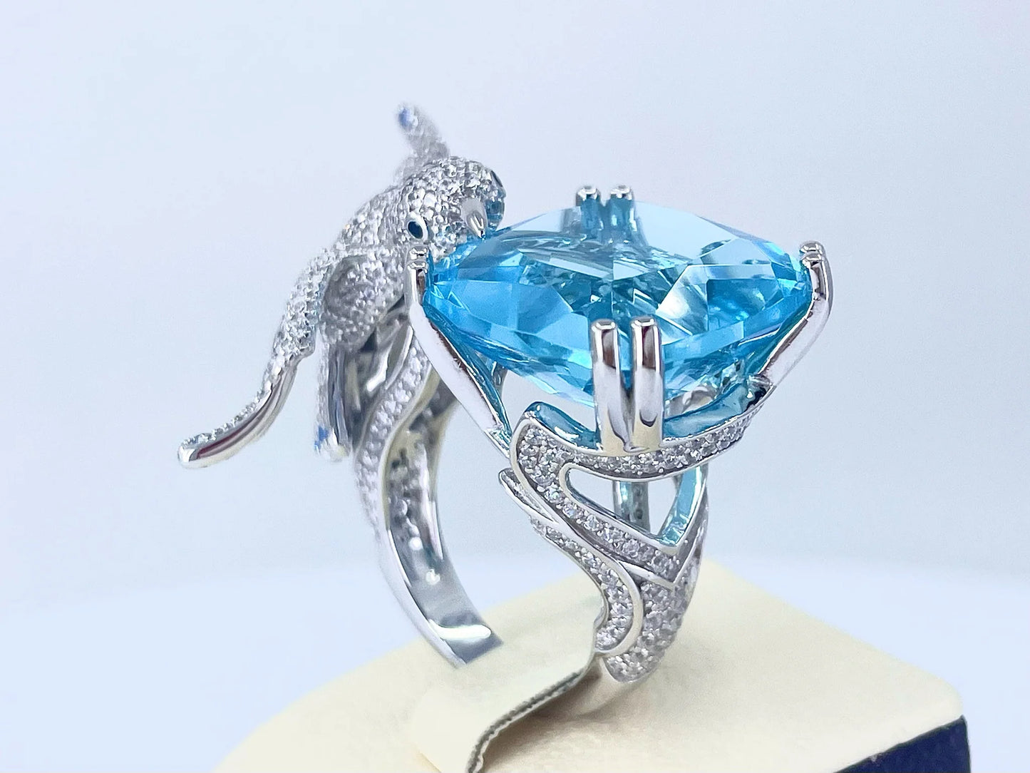 Silver Yellow/Blue Bird Ring