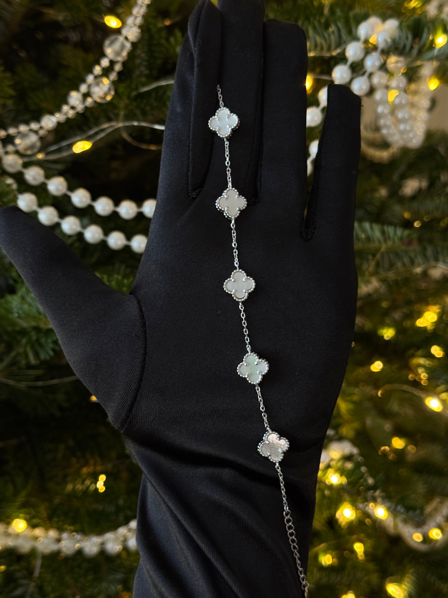 Silver Bracelet Clover Mother of Pearl