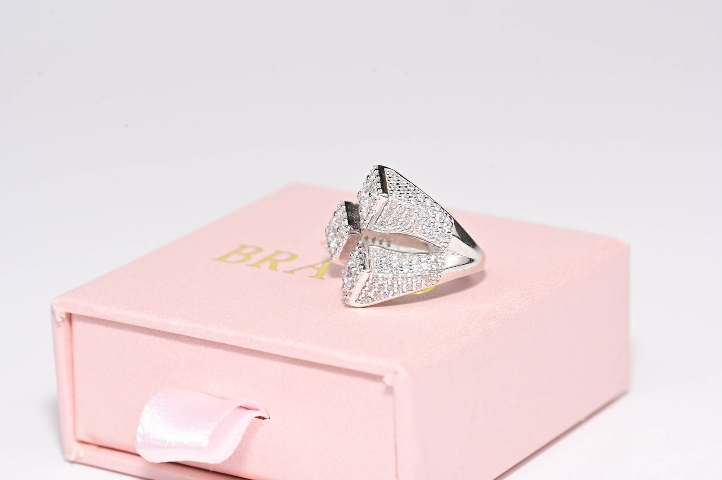 Silver Ring Triple Square with Zirconia stones