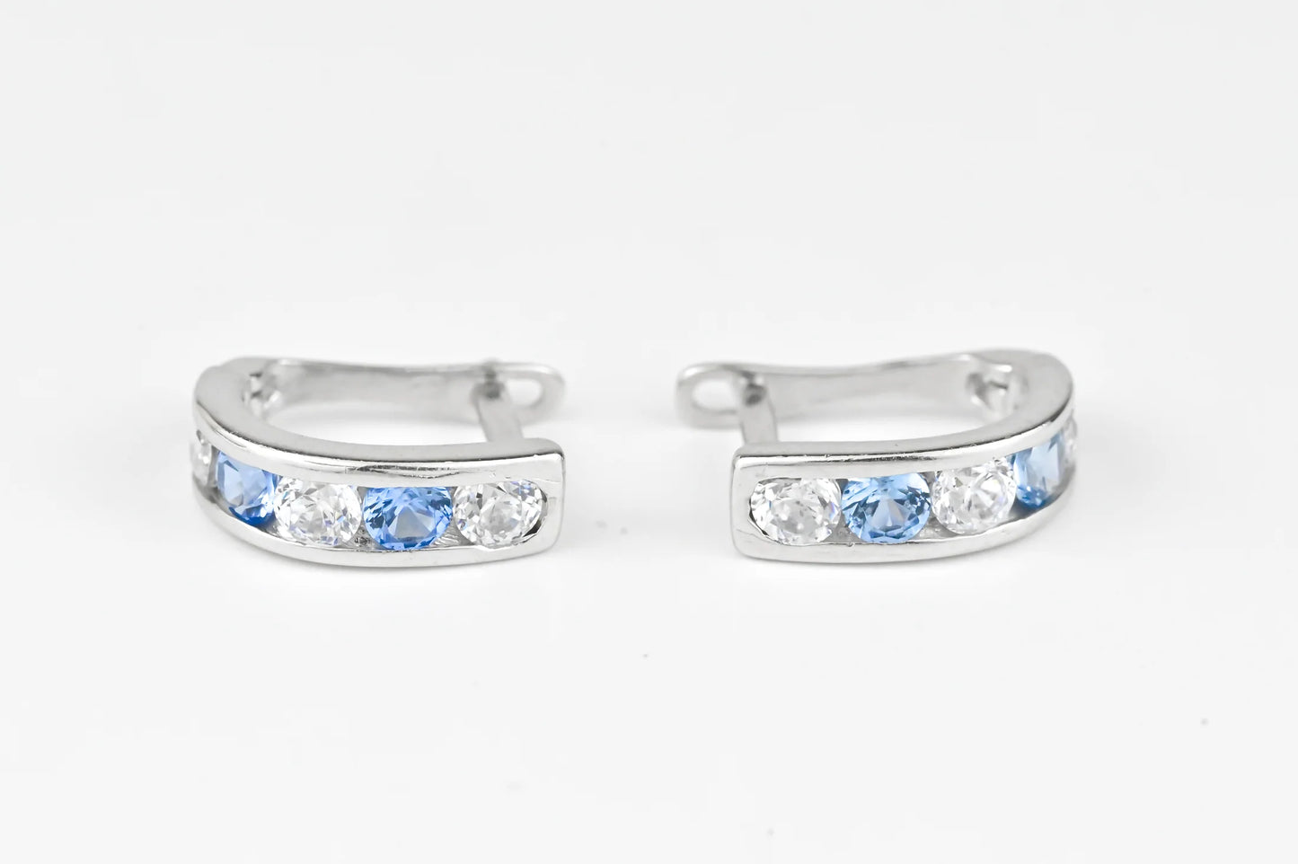 Silver Kids Earrings Blue stones
