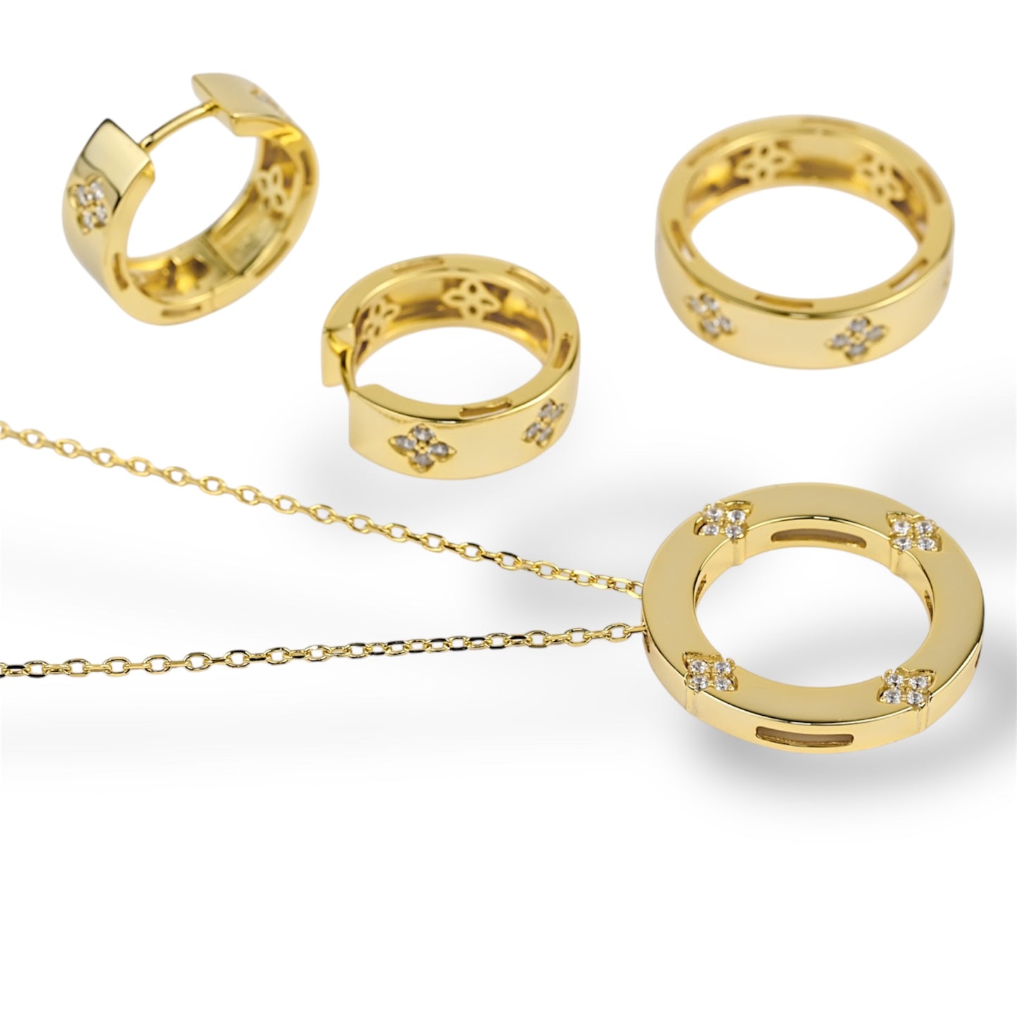 Silver 925 Gold Plated Jewelry Set