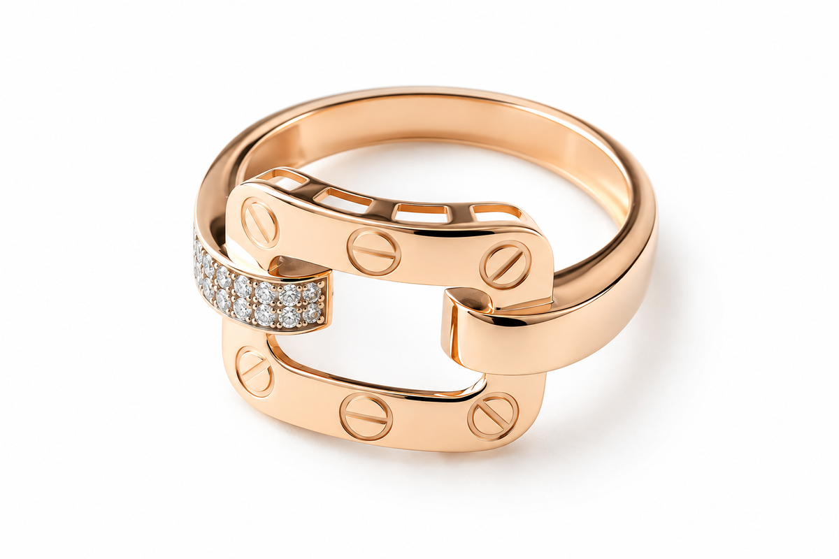 Rose Gold Ring with Zirconia stones