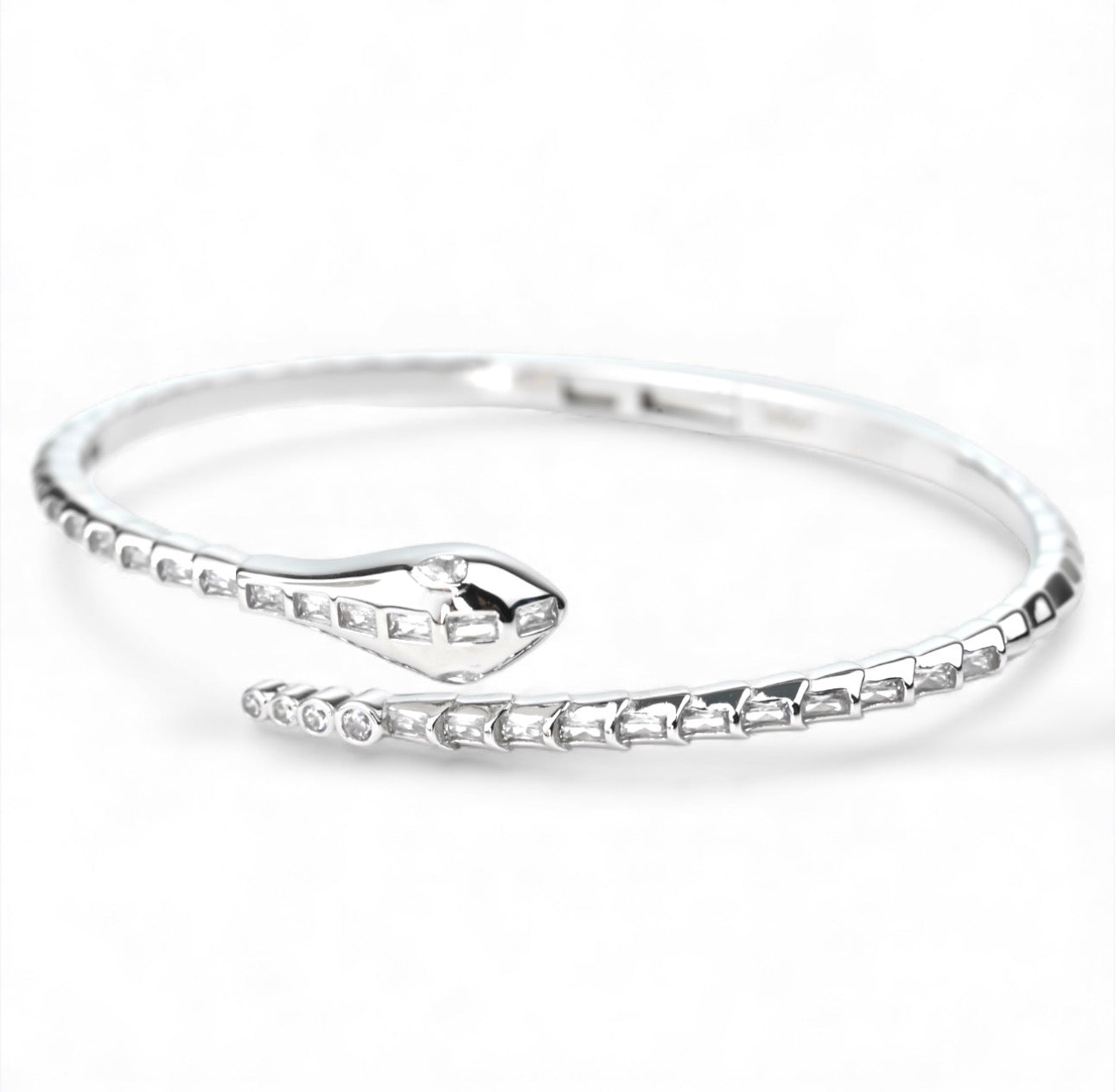 Silver Bracelet Snake with Zirconia stones