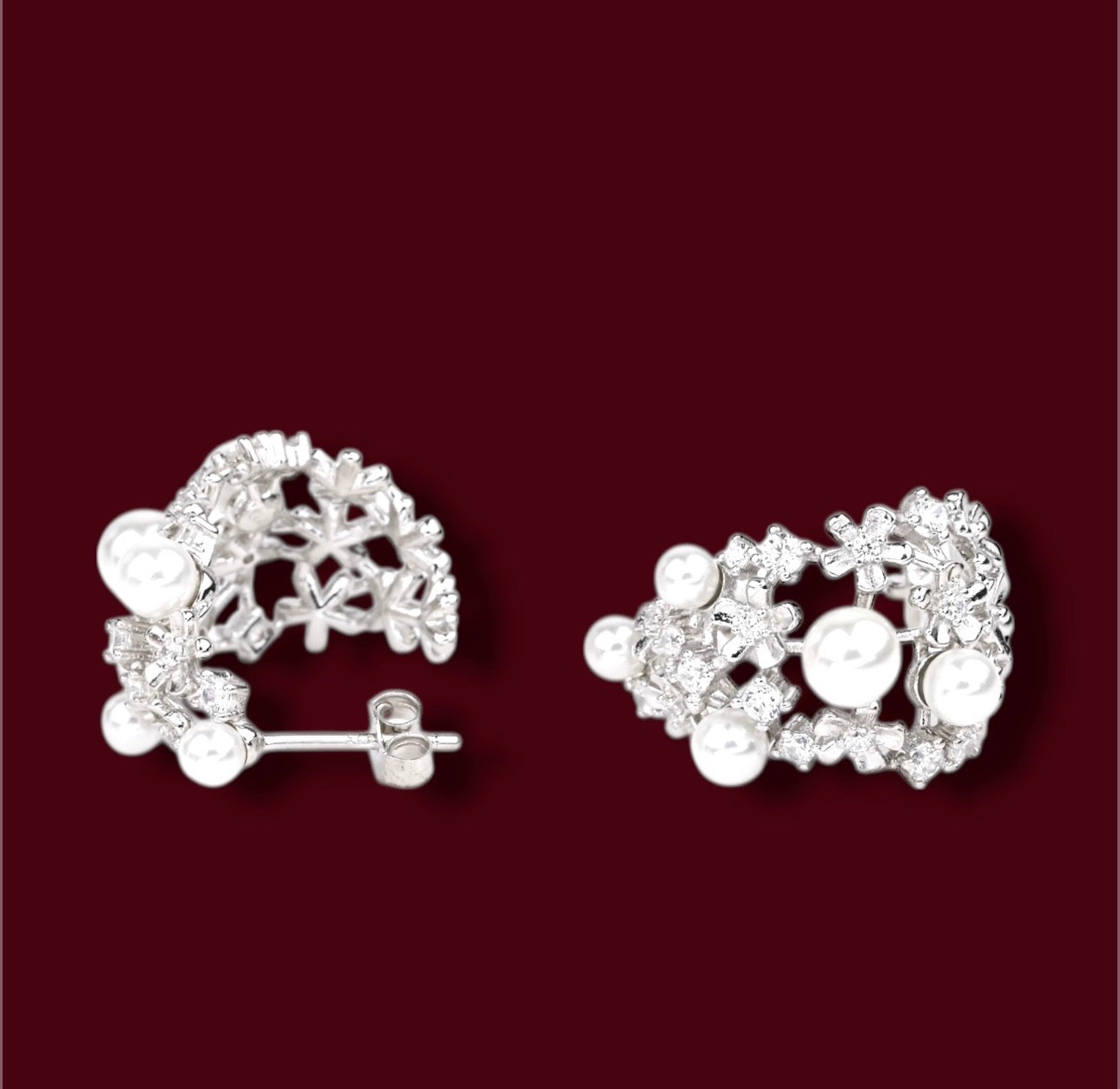 Silver Earrings with Pearls