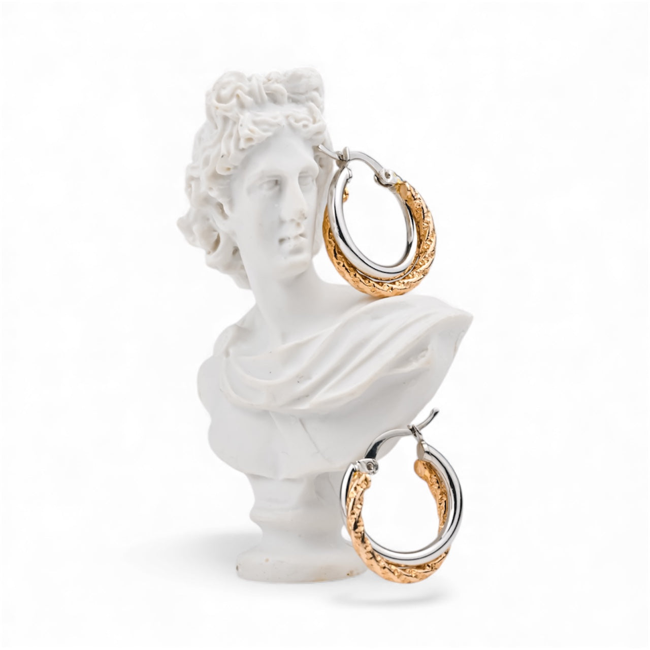 Hoops Earrings White and Rose Gold