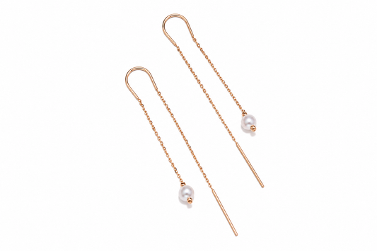 Thread Earrings Pearl Rose Gold 585(14K)