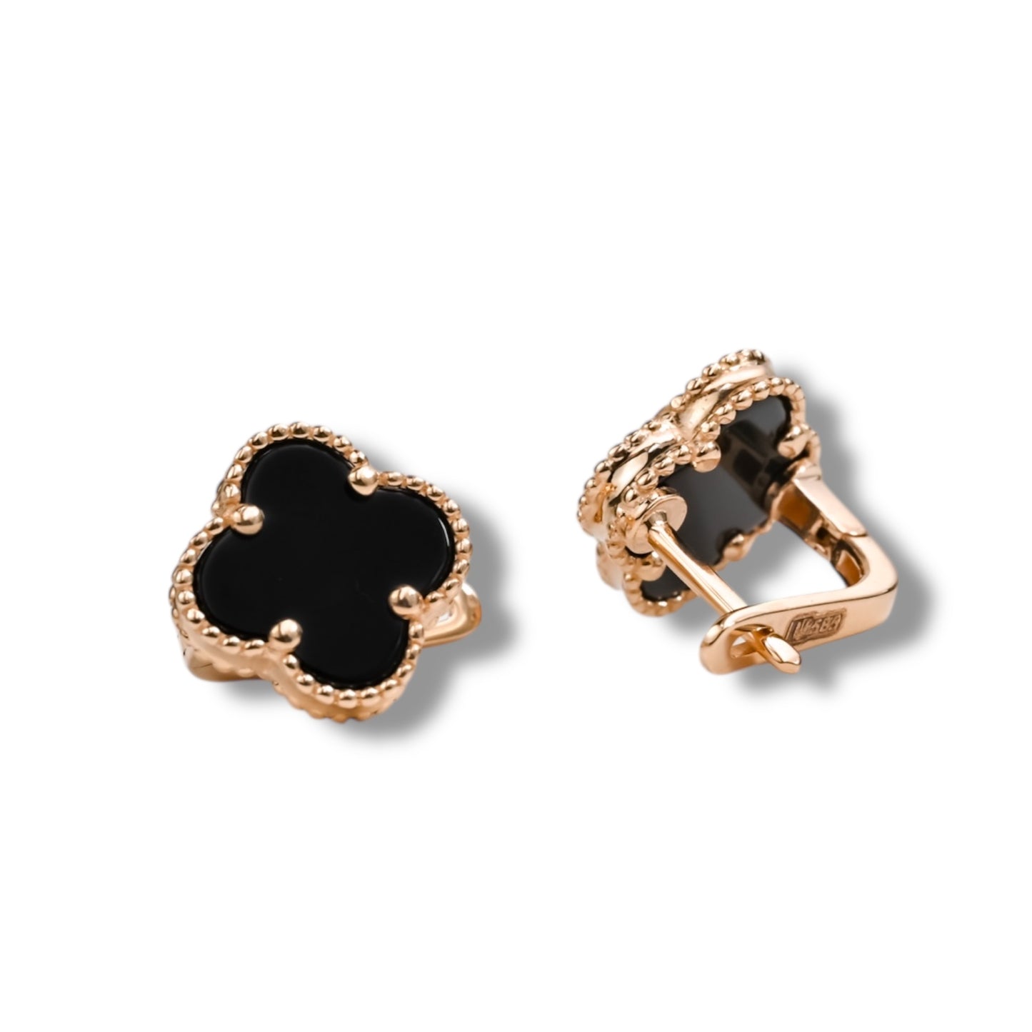 Onyx Clover Earrings