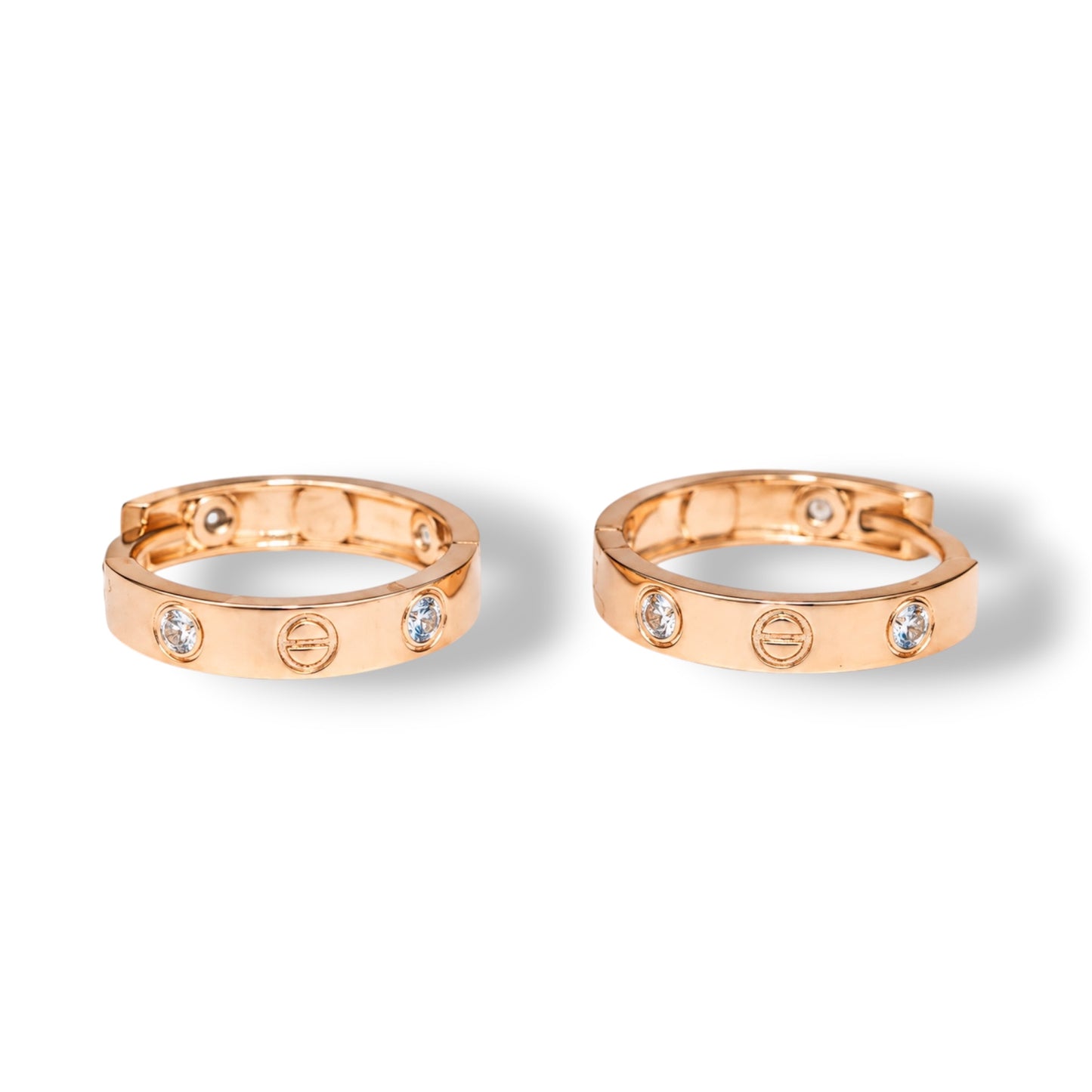 Hoops Earrings Rose Gold with Zirconia stones