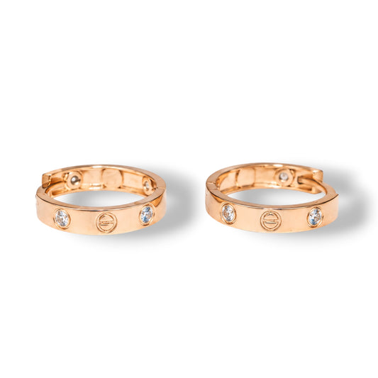 Hoops Earrings Rose Gold with Zirconia stones