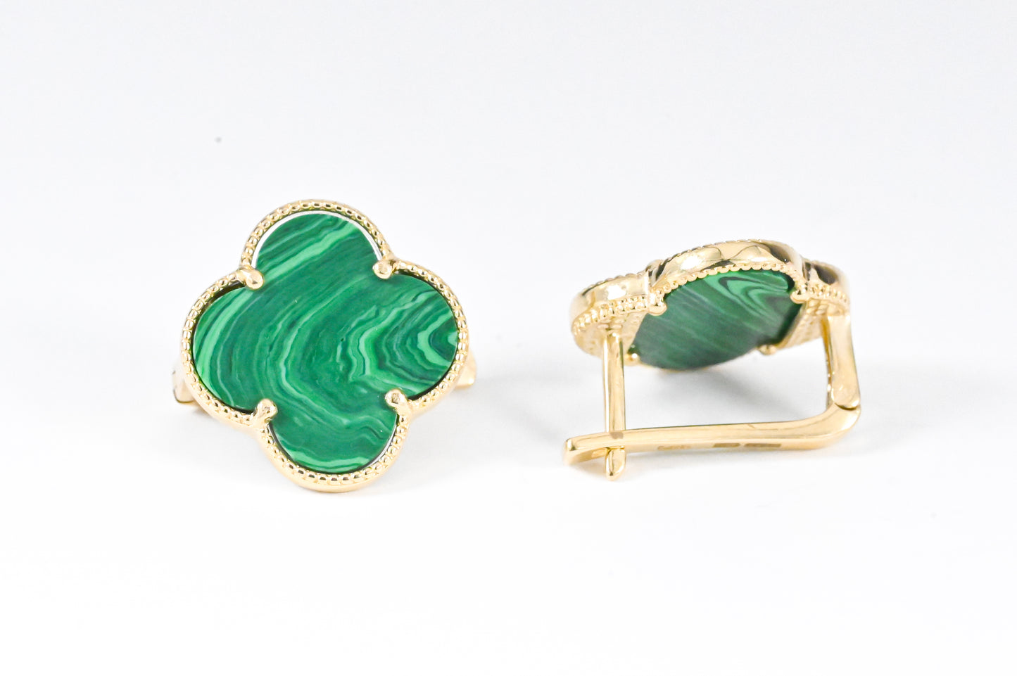 Malachite Earrings Yellow Gold